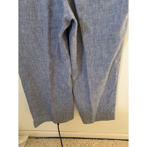 Lands End Womens Size 12P Pull-On Pants Mid Rise Wide Leg Linen Blend Blue - Picture 6 of 10